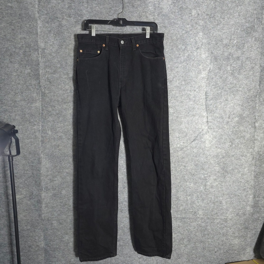 Levis 505 Mens 33x34 Black Jeans Regular Fit Straight Leg Denim 100% Cotton